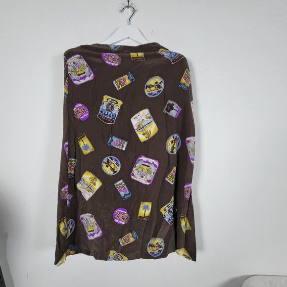 Vintage Dana B & Karen Womens 100% Silk Printed Midi Skirt Size 8 Brown Buttons - Picture 1 of 9